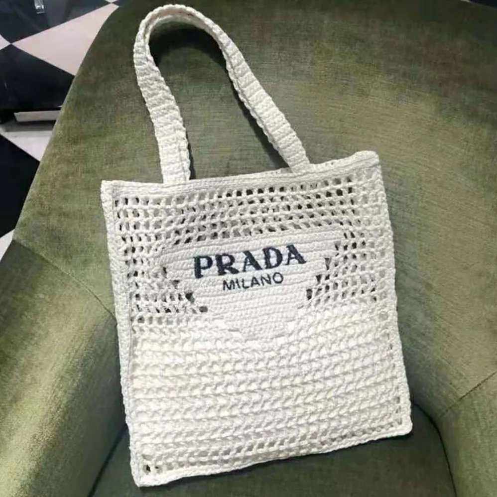 Prada Raffia Tote Bag for Women in White Prada Raffia Tote Bag for Women in White