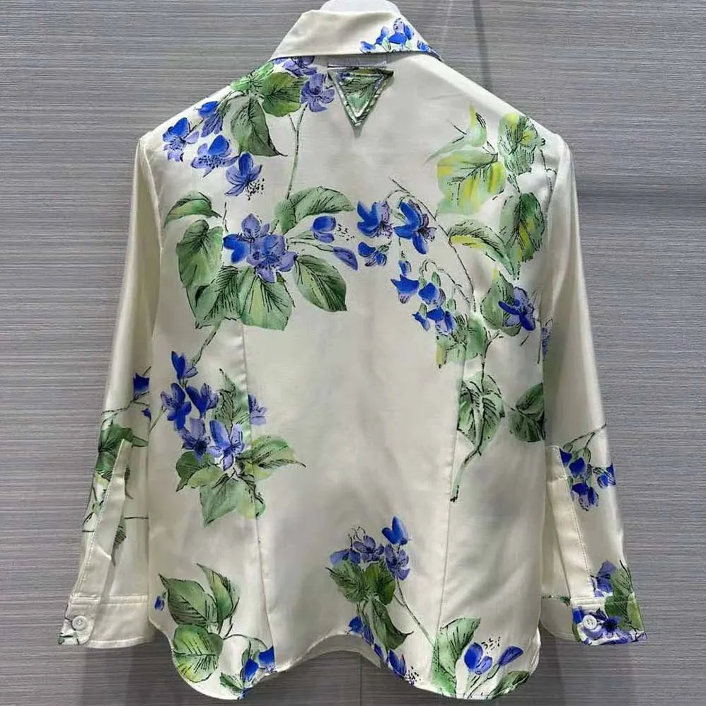 Prada Twill Shirt with Triangle Logo for Women Prada Twill Shirt with Triangle Logo for Women