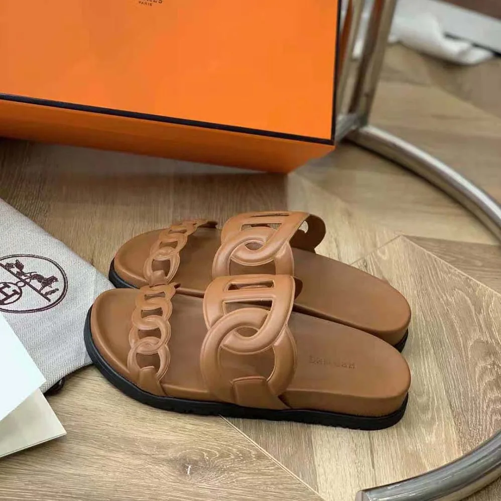 Hermes Extra Sandal in Nappa Leather for Women in Brown