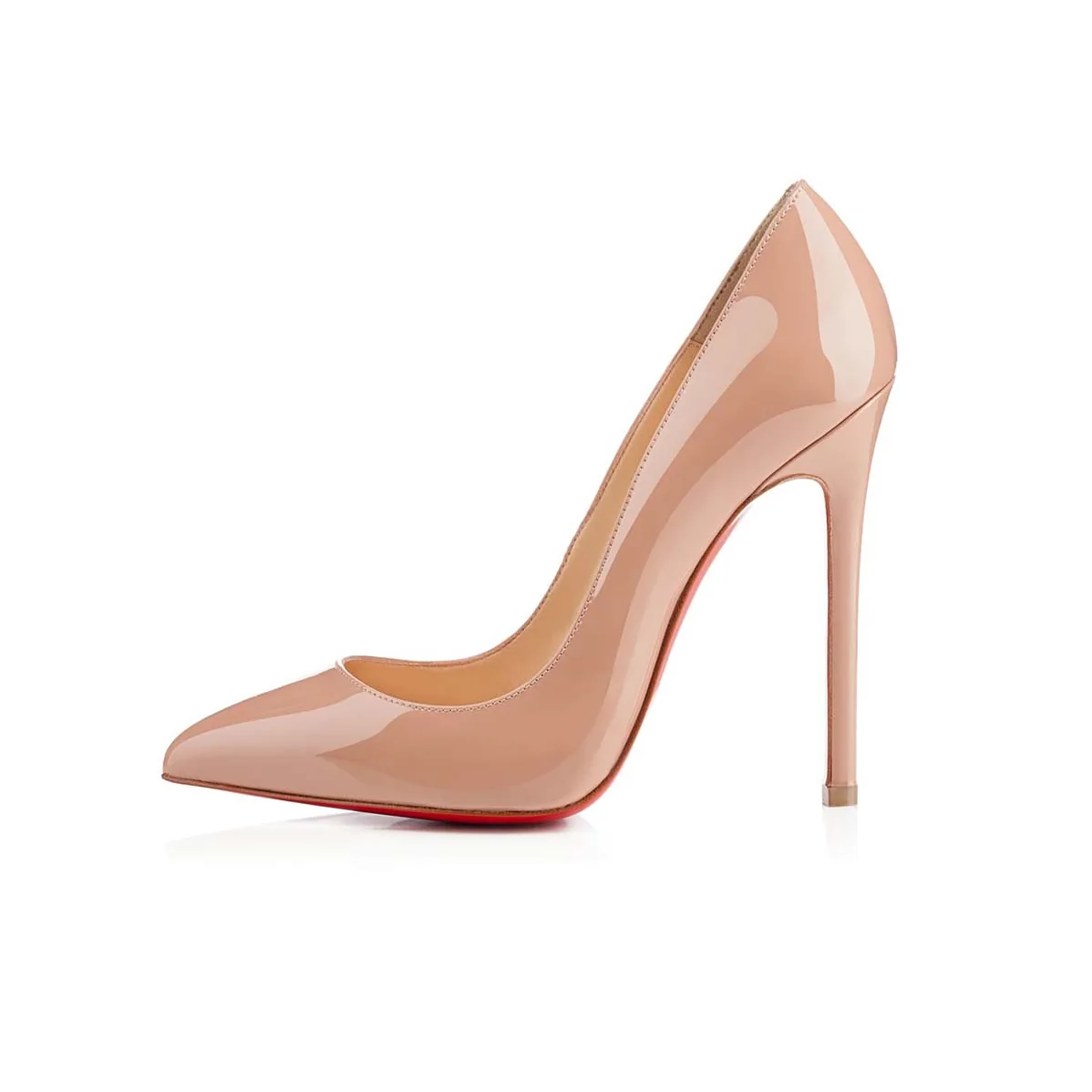 Christian Louboutin Pigalle Nude Patent Leather 120mm Shoes Sandy for Women