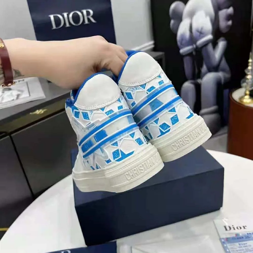 Dior Walk N Dior Star Sneaker Bright Blue and White Calfskin and Technical Fabric for Unisex