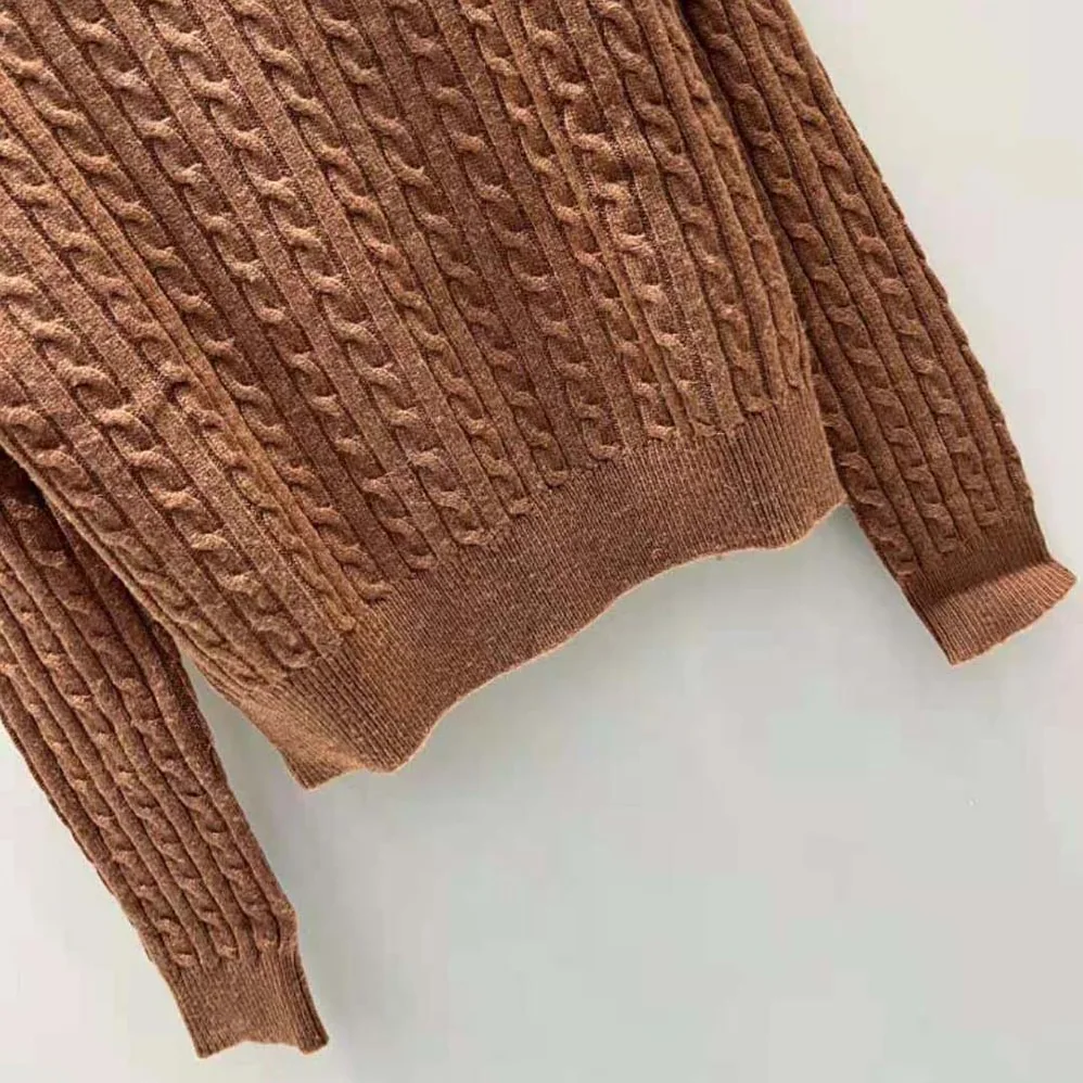 Miu Miu Cashmere Sweater with Knit Logo Patch for Women in Brown Miu Miu Cashmere Sweater with Knit Logo Patch for Women in Brown