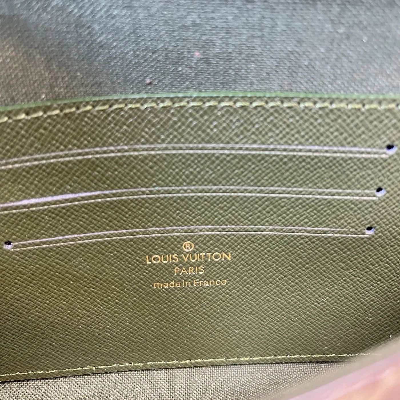 Louis Vuitton Pochette Felicie Strap & Go Wallet Shoulder Bag / Khaki Green Monogram Canvas Gold Hardware