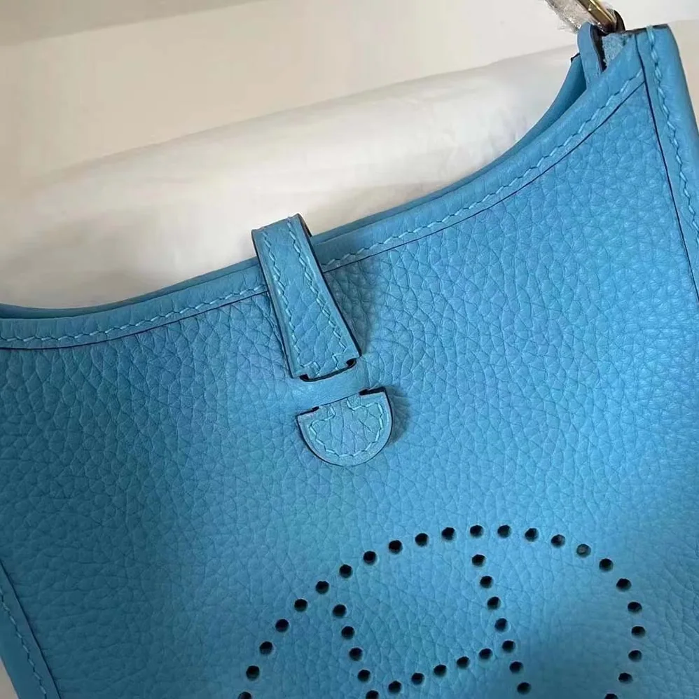 Hermes Evelyne III 16 Mini Model Bag in Calfskin in Blue Hermes Evelyne III 16 Mini Model Bag in Calfskin in Blue