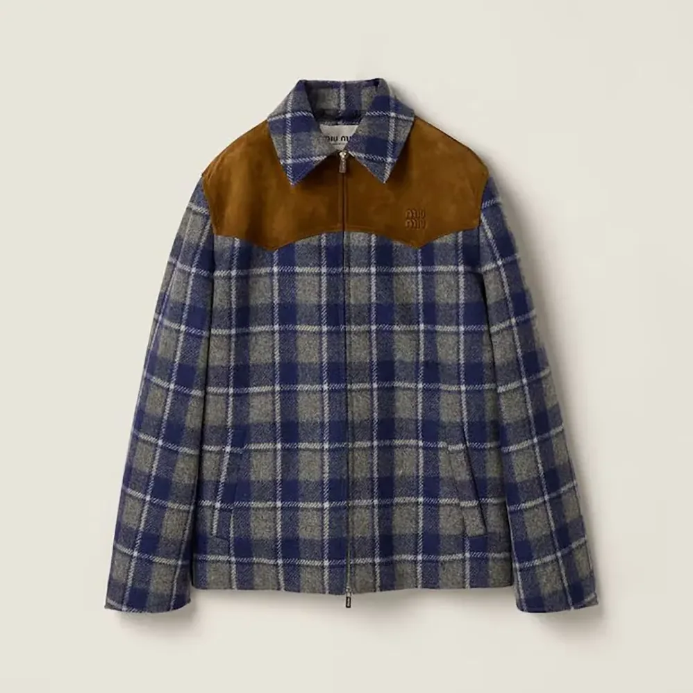 Miu Miu Checked Blouson Jacket for Women Miu Miu Checked Blouson Jacket for Women