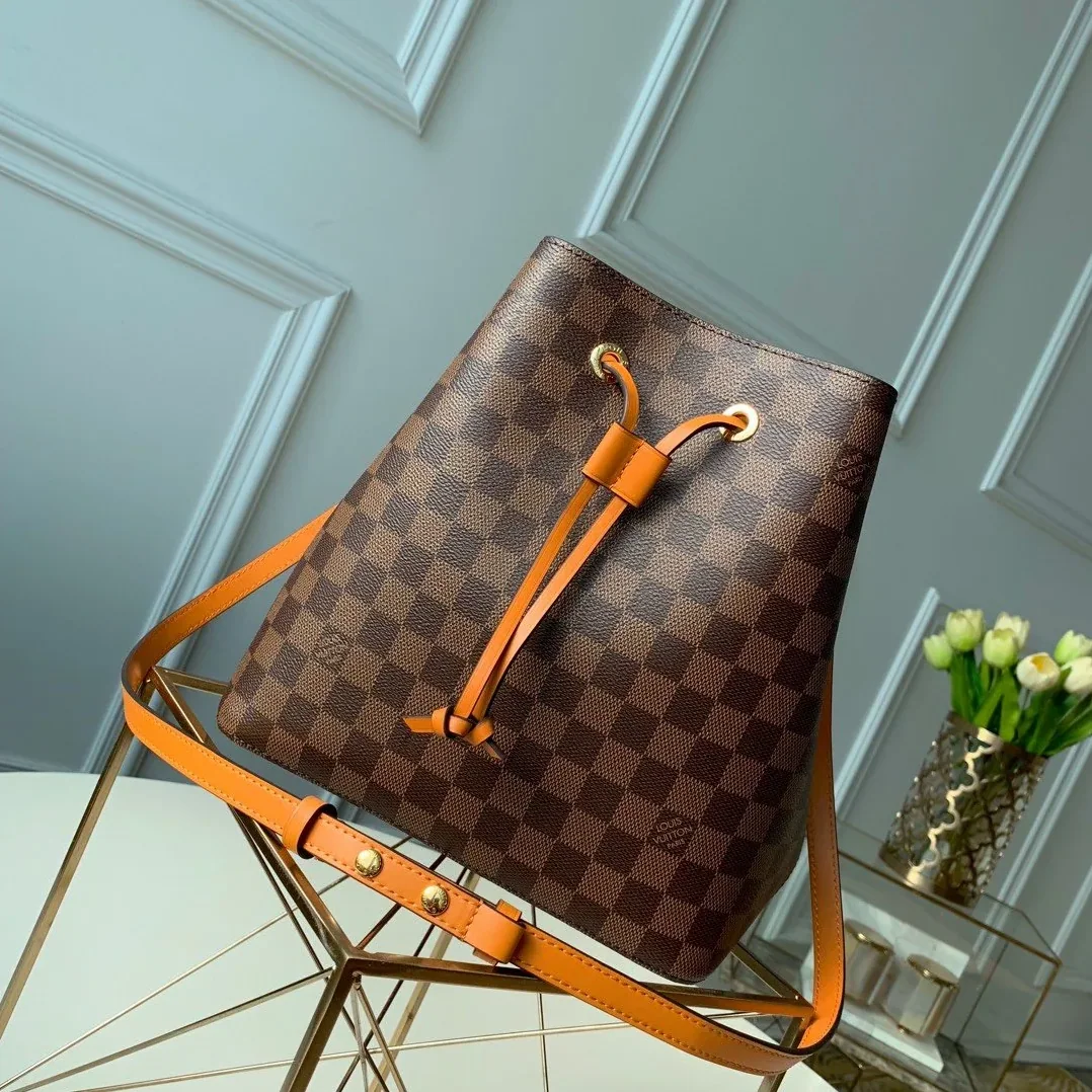 Louis Vuitton NeoNoe MM Bucket Bag Damier Ebene Canvas Safran Yellow Louis Vuitton NeoNoe MM Bucket Bag Damier Ebene Canvas Safran Yellow