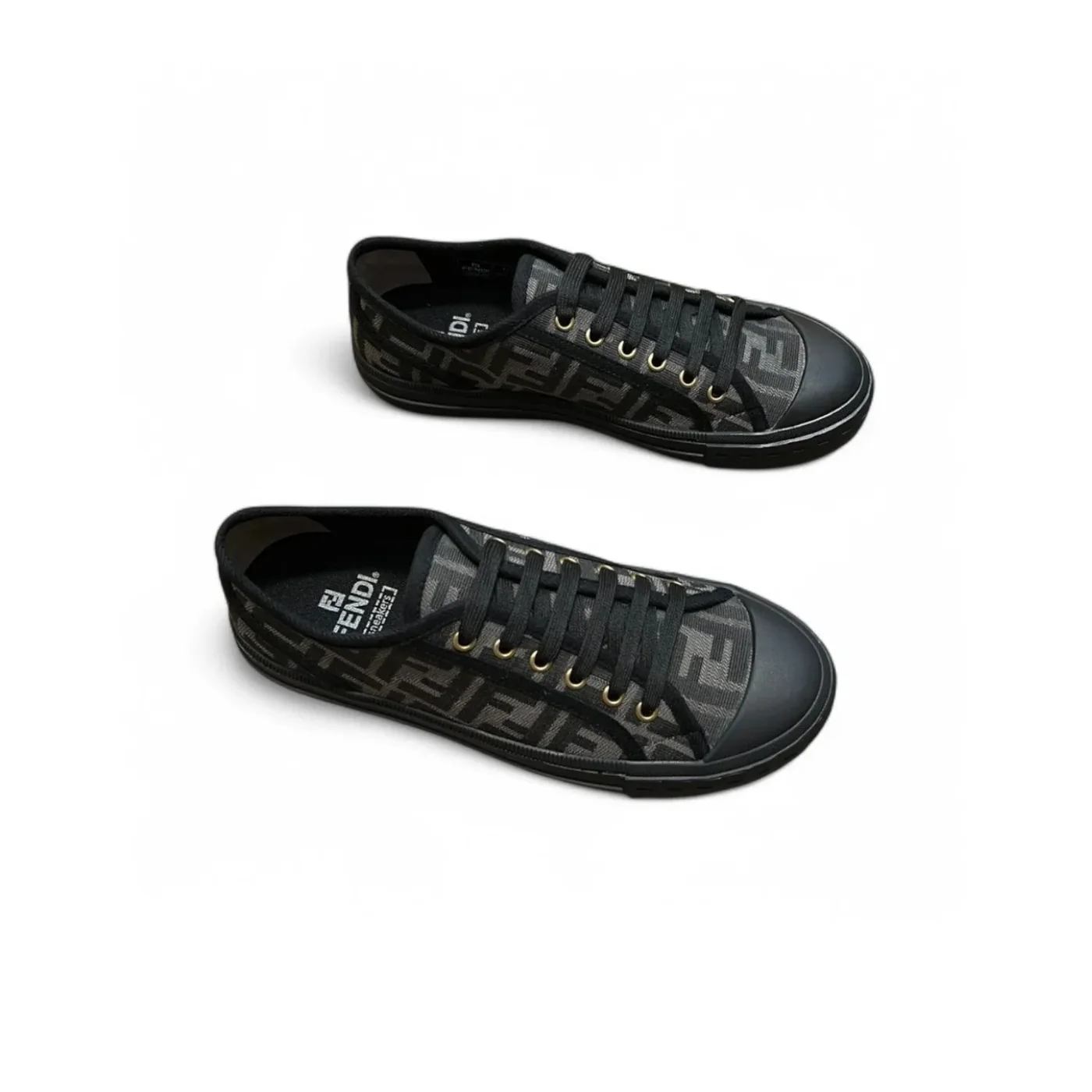 Fendi FD Domino Fabric Low-Tops Sneakers Black 7E1553AJZXF13I8