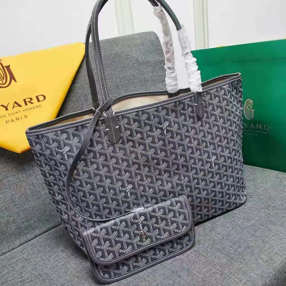 Goyard Sac Artois MM in Goyardine Canvas & Chevroches Calfskin for Women in Gray Goyard Sac Artois MM in Goyardine Canvas & Chevroches Calfskin for Women in Gray
