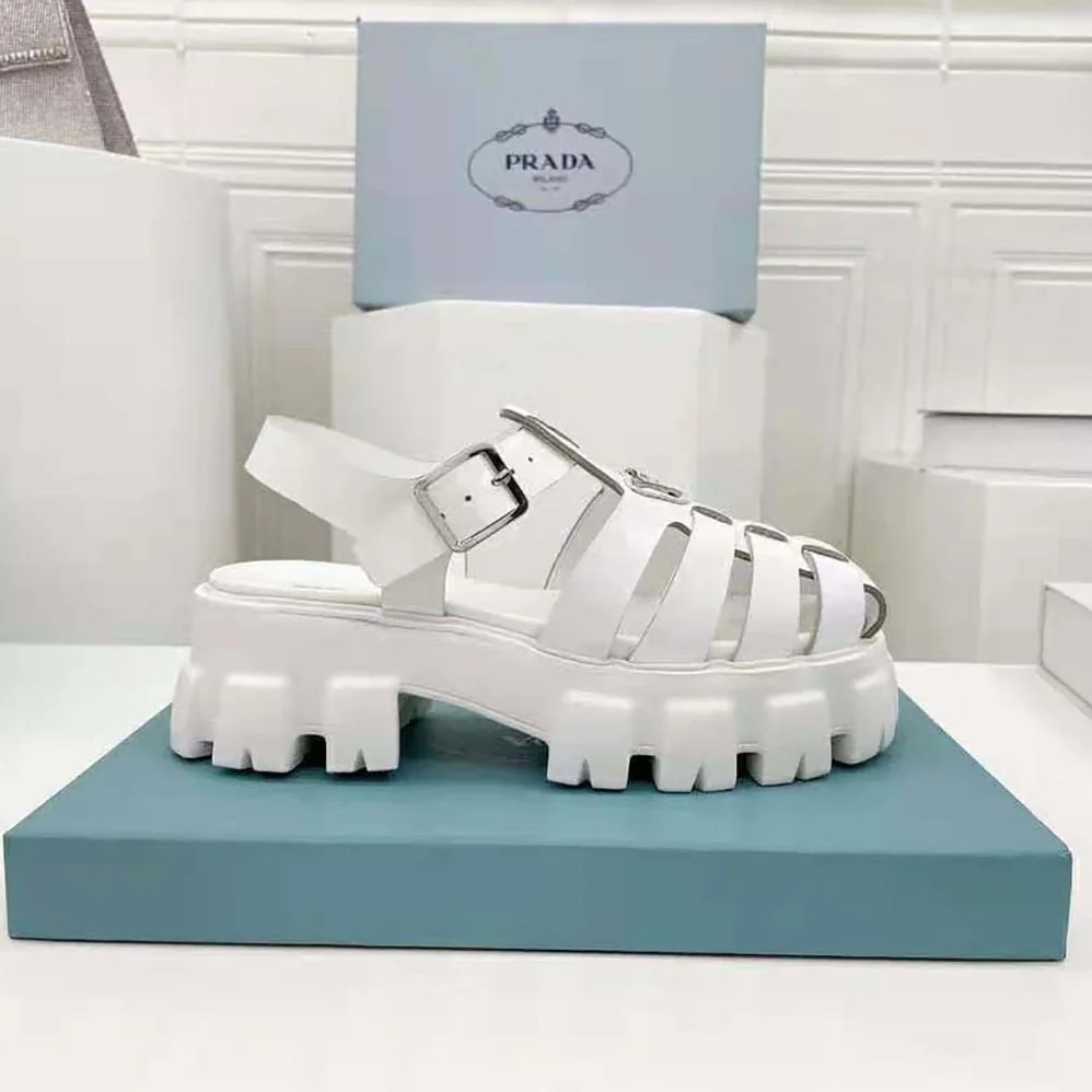 Prada Foam Rubber Sandals in 55 mm Heel Height for Women in White