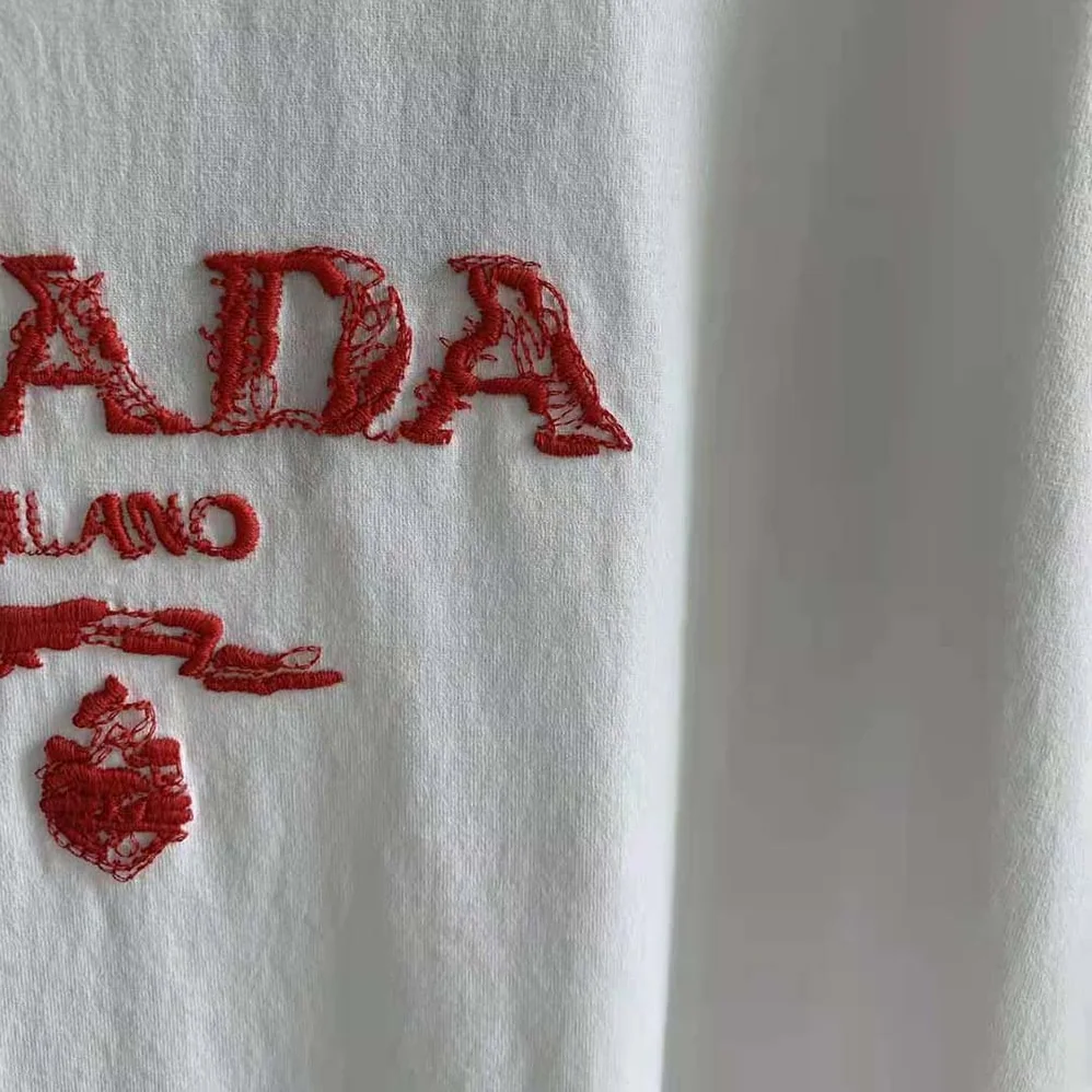 Prada Classic Cotton Crew-Neck T-shirt for Men in Red