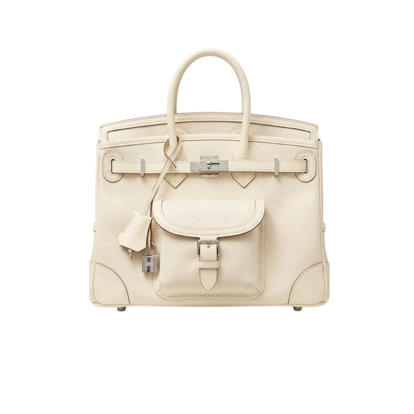 Hermes Birkin Cargo 25 Top Handle Bag in White Silver Hardware Hermes Birkin Cargo 25 Top Handle Bag in White Silver Hardware