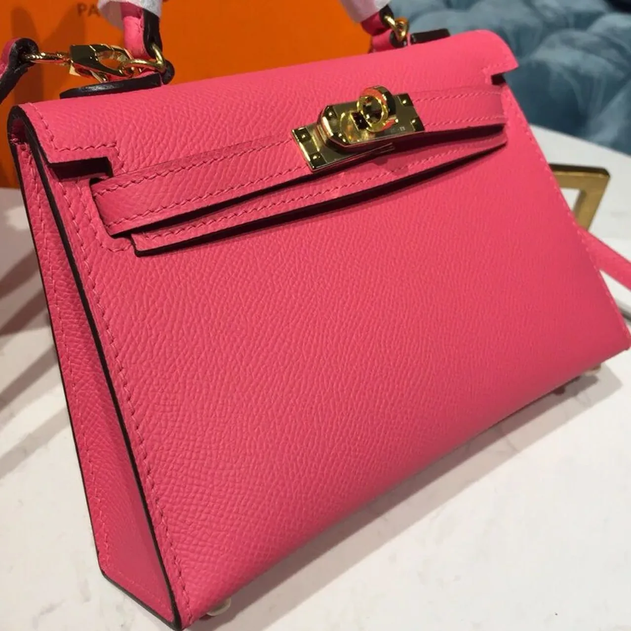 Hermes Mini Kelly Rose Tyrien Gold Toned Hardware / Hermes Mini Kelly Rose Tyrien Gold Toned Hardware /