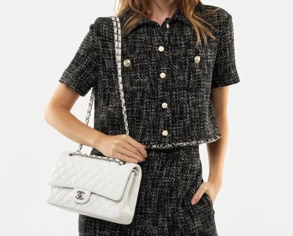 Chanel Classic Flap Bag Medium Crossbody in White Silver Hardware Chanel Classic Flap Bag Medium Crossbody in White Silver Hardware
