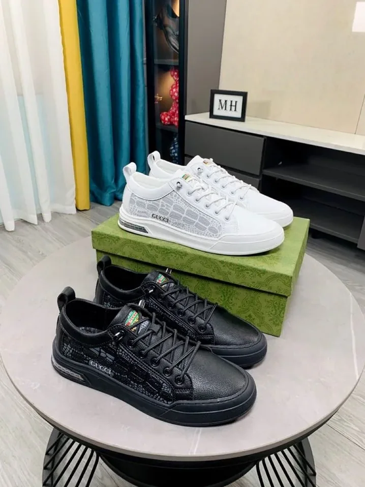 Gucci Crocodile Embossing Sneakers White for Men Gucci Crocodile Embossing Sneakers White for Men