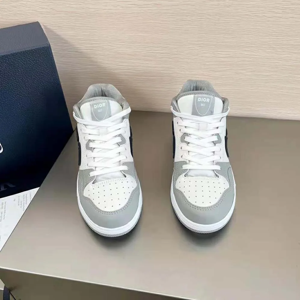 Dior B57 Mid-Top Sneaker Gray and White Smooth Calfskin for Men Dior B57 Mid-Top Sneaker Gray and White Smooth Calfskin for Men