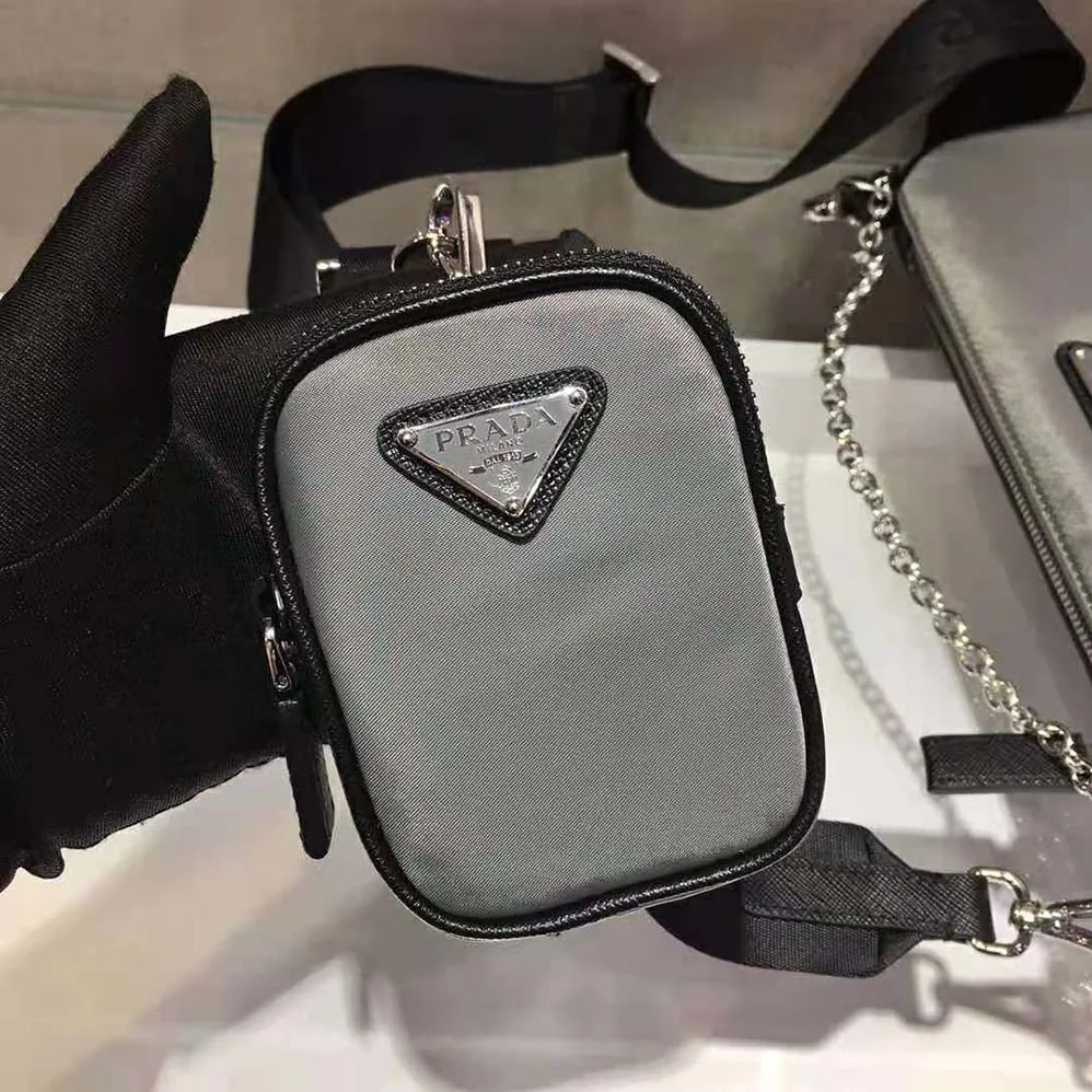 Prada Nylon and Saffiano Leather Bag with Strap for Men in Silver