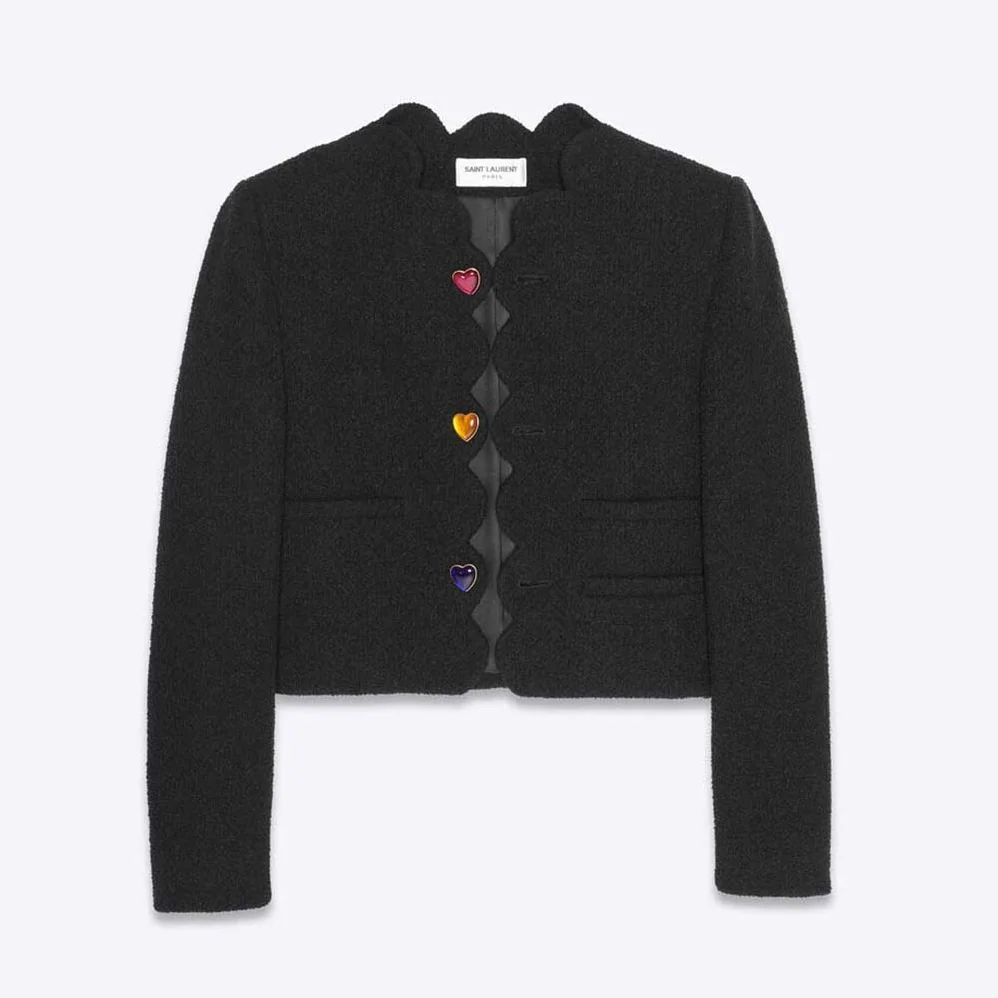 Saint Laurent YSL Cropped Jacket in Boucle Tweed for Women Saint Laurent YSL Cropped Jacket in Boucle Tweed for Women