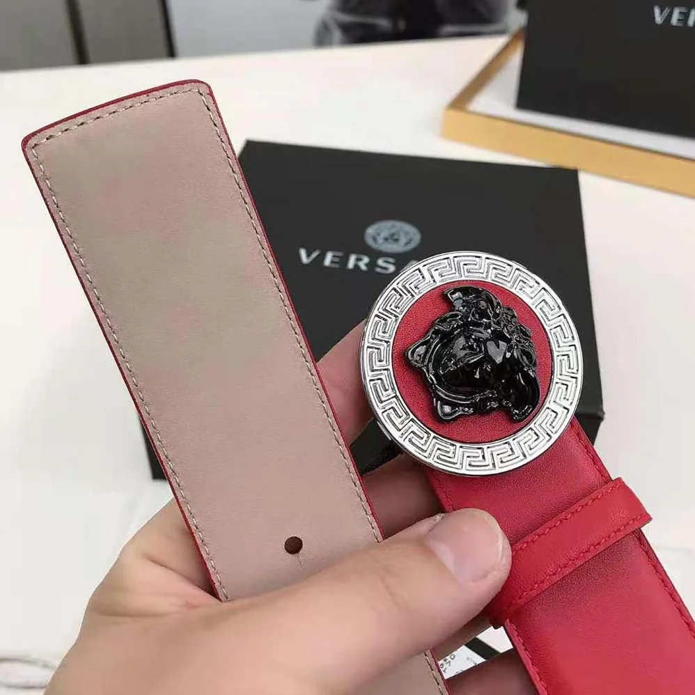 Versace Medusa Biggie Reversible Leather Belt for Men in Red Versace Medusa Biggie Reversible Leather Belt for Men in Red