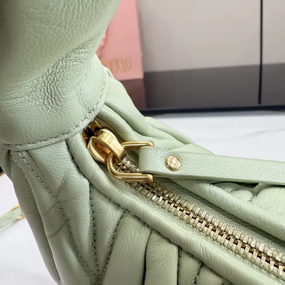 Miu Miu Wander Matelassé Nappa Leather Hobo Bag for Women in Aqua