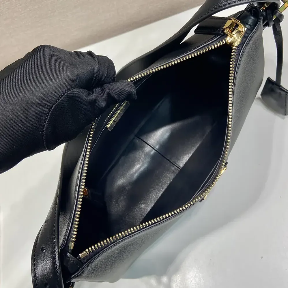 Prada Aimée Medium Leather Shoulder Bag for Women in Black