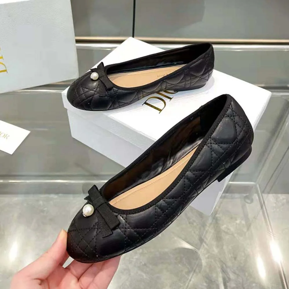 Dior Ballet Flat Quilted Cannage Calfskin for Women in Black Dior Ballet Flat Quilted Cannage Calfskin for Women in Black