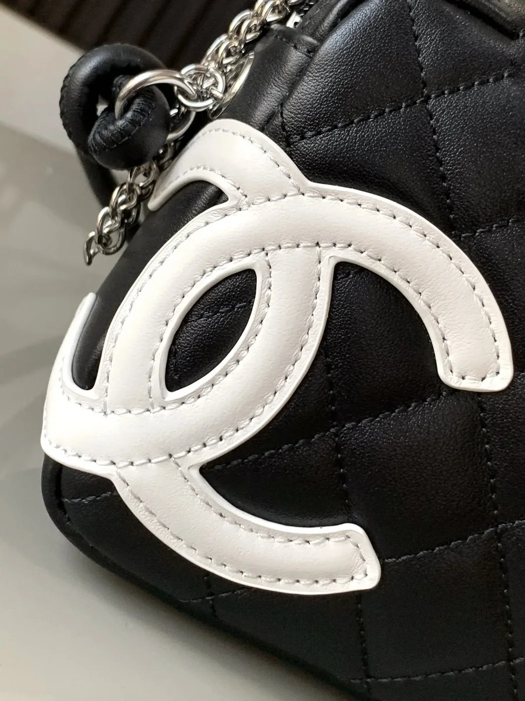 Chanel Cambon Pochette Shoulder Bag in Black/ White Silver Hardware Chanel Cambon Pochette Shoulder Bag in Black/ White Silver Hardware