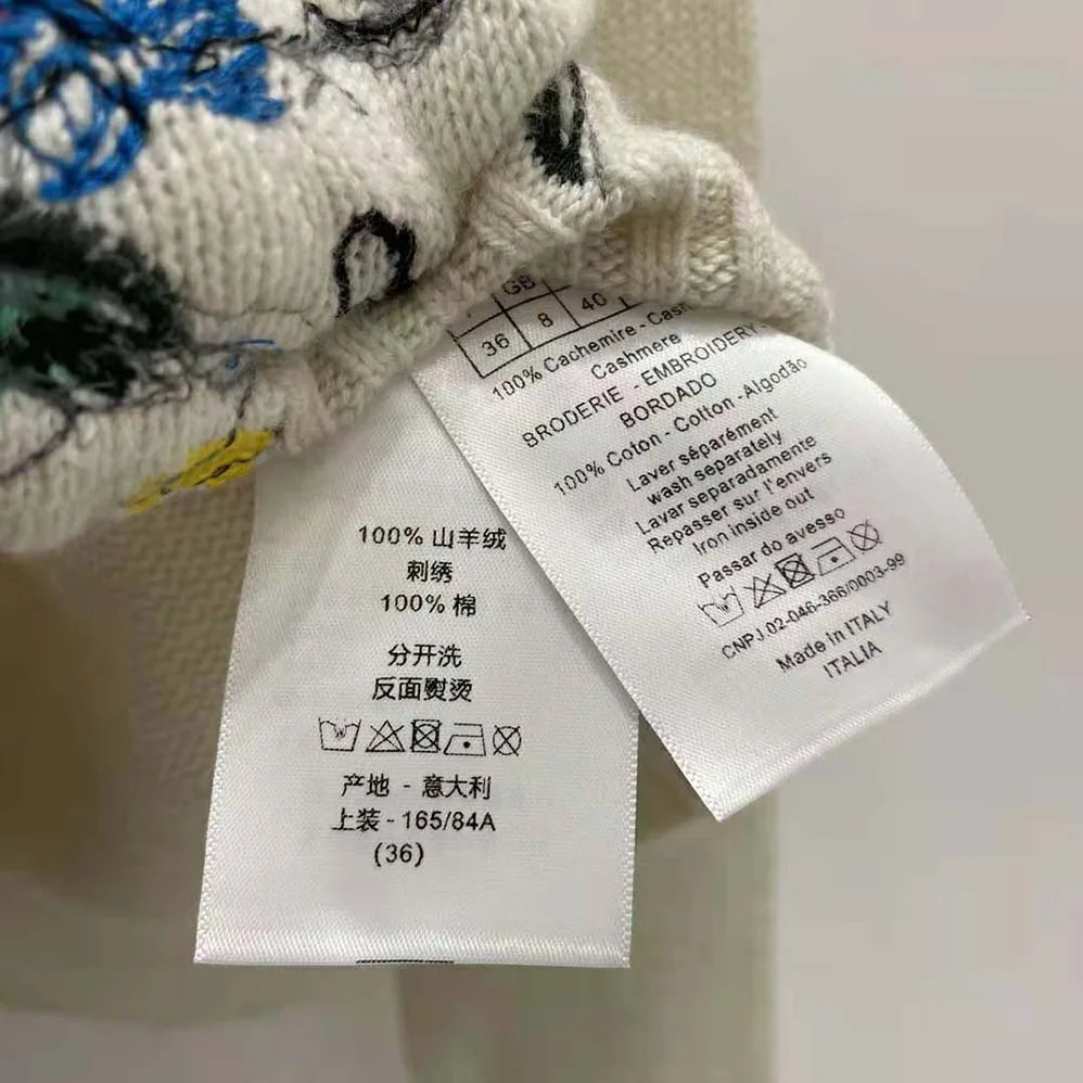Dior Embroidered Sweater White Cashmere Knit with Red Multicolor Florilegio Motif for Women Dior Embroidered Sweater White Cashmere Knit with Red Multicolor Florilegio Motif for Women