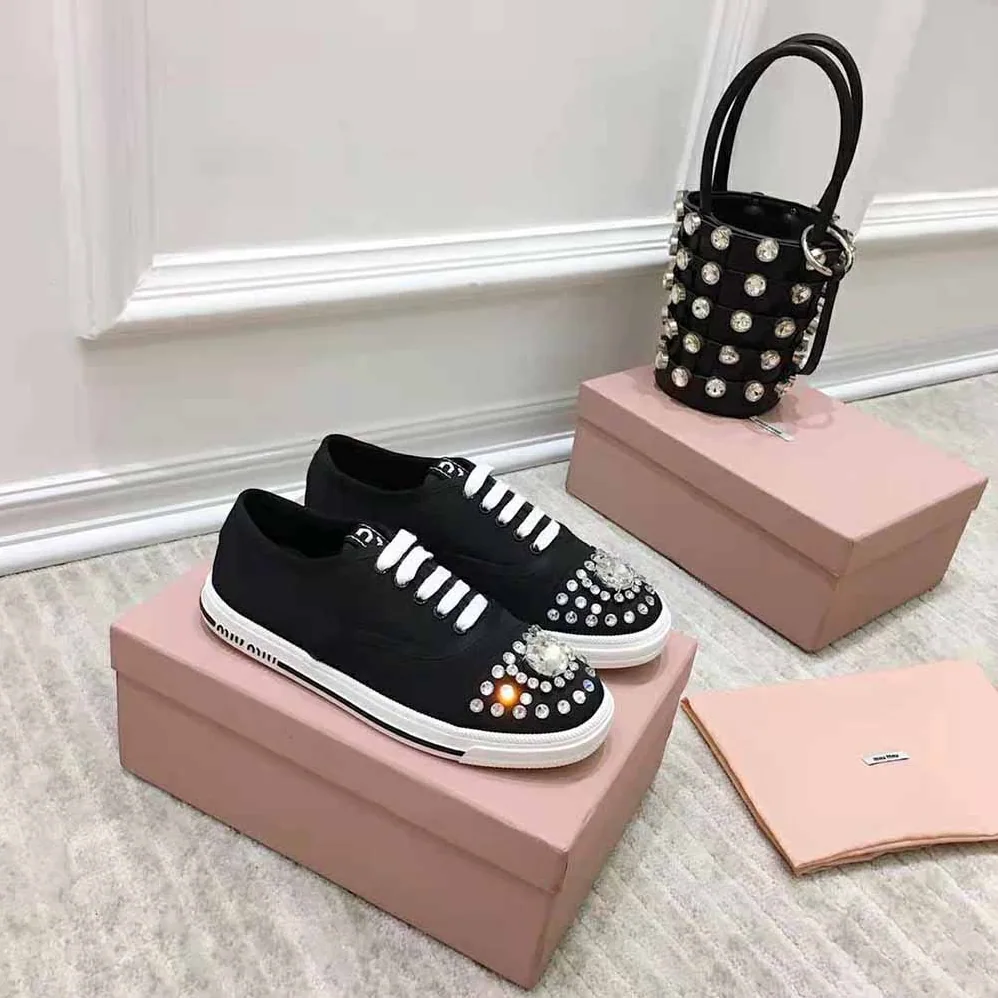 Miu Miu Cotton Gabardine Sneakers for Women in Black Miu Miu Cotton Gabardine Sneakers for Women in Black