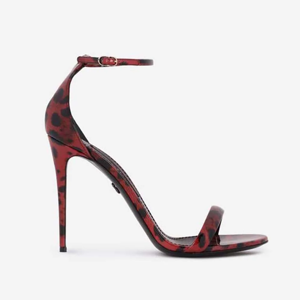 Dolce Gabbana D&G Sandals in Red Leopard for Women in Print Patent Leather