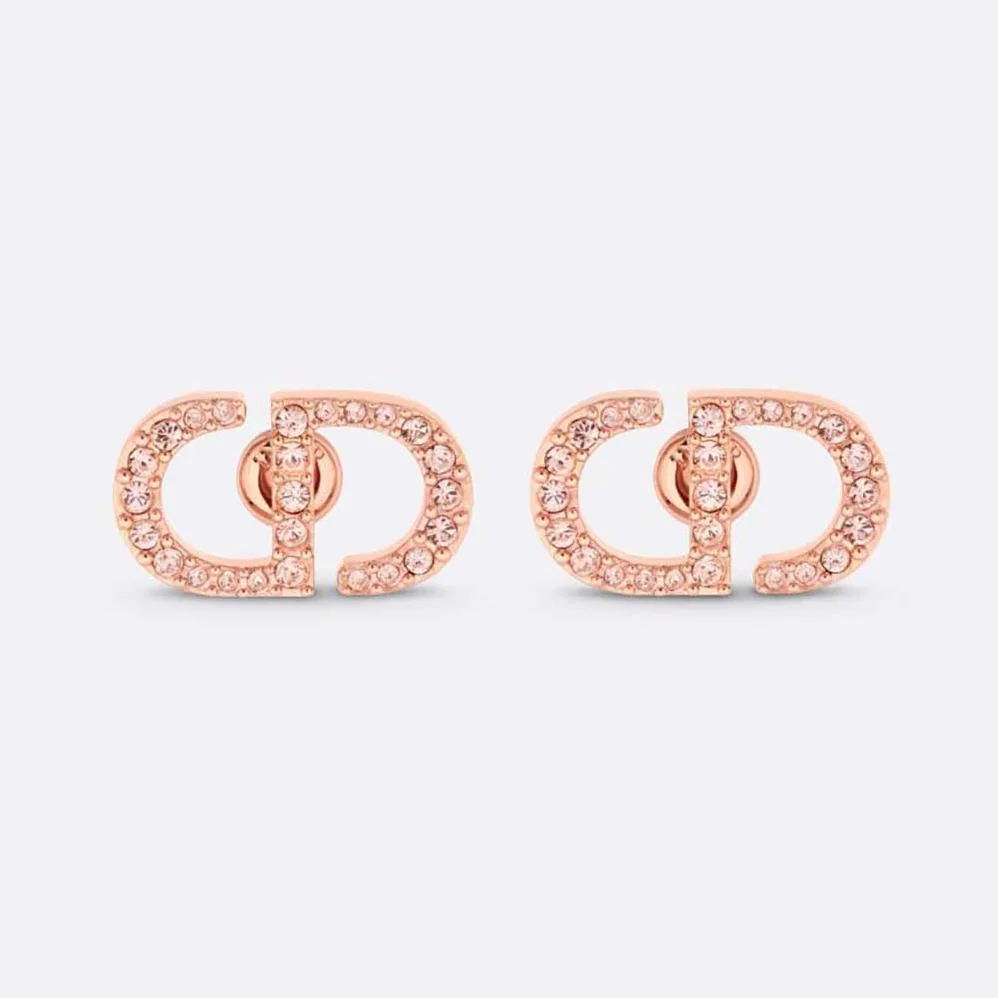 Dior Petit CD Studs Earrings Pink-Finish Metal and Pink Crystals for Women Dior Petit CD Studs Earrings Pink-Finish Metal and Pink Crystals for Women