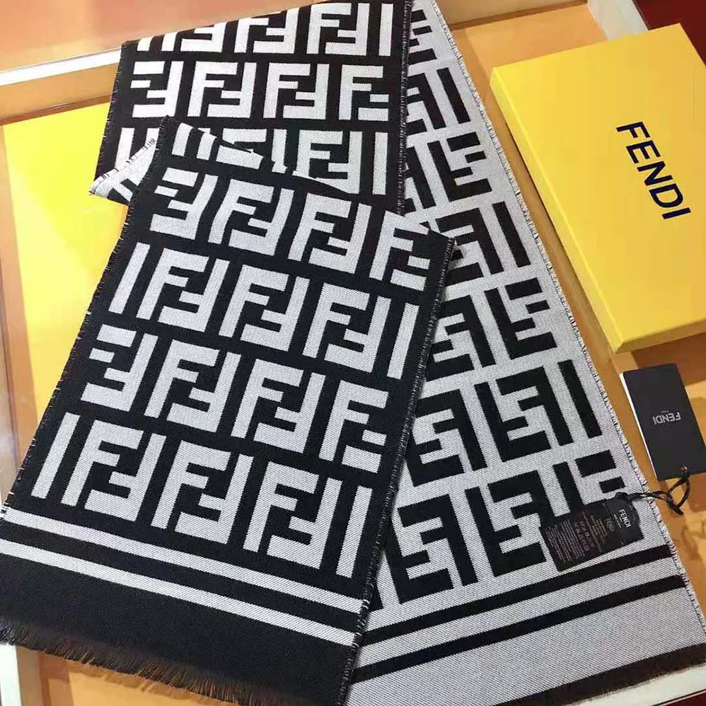 Fendi Beige Wool and Silk Scarf for Women Fendi Beige Wool and Silk Scarf for Women