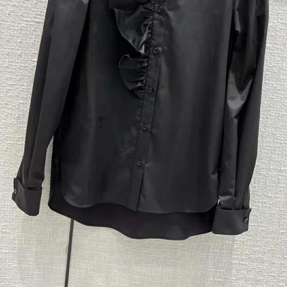 Dior Blouse with Ruffles Black Cotton Poplin for Women Dior Blouse with Ruffles Black Cotton Poplin for Women