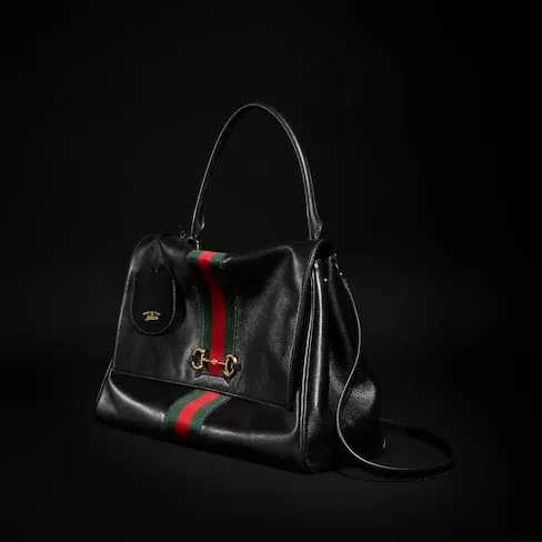 Gucci Paparazzo Large Top Handle Bag in Black Gold Hardware