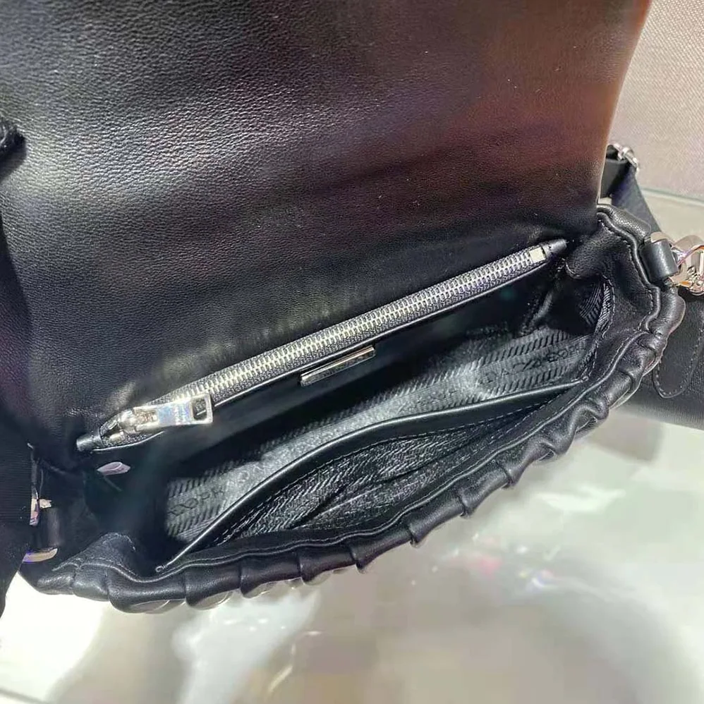 Prada Gaufre Nappa Leather Shoulder Bag for Women in Black