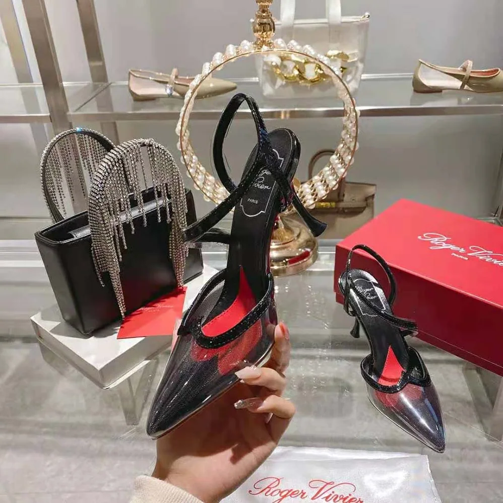 Roger Vivier I Love Vivier Slingback Pumps in PVC for Women in Black Roger Vivier I Love Vivier Slingback Pumps in PVC for Women in Black