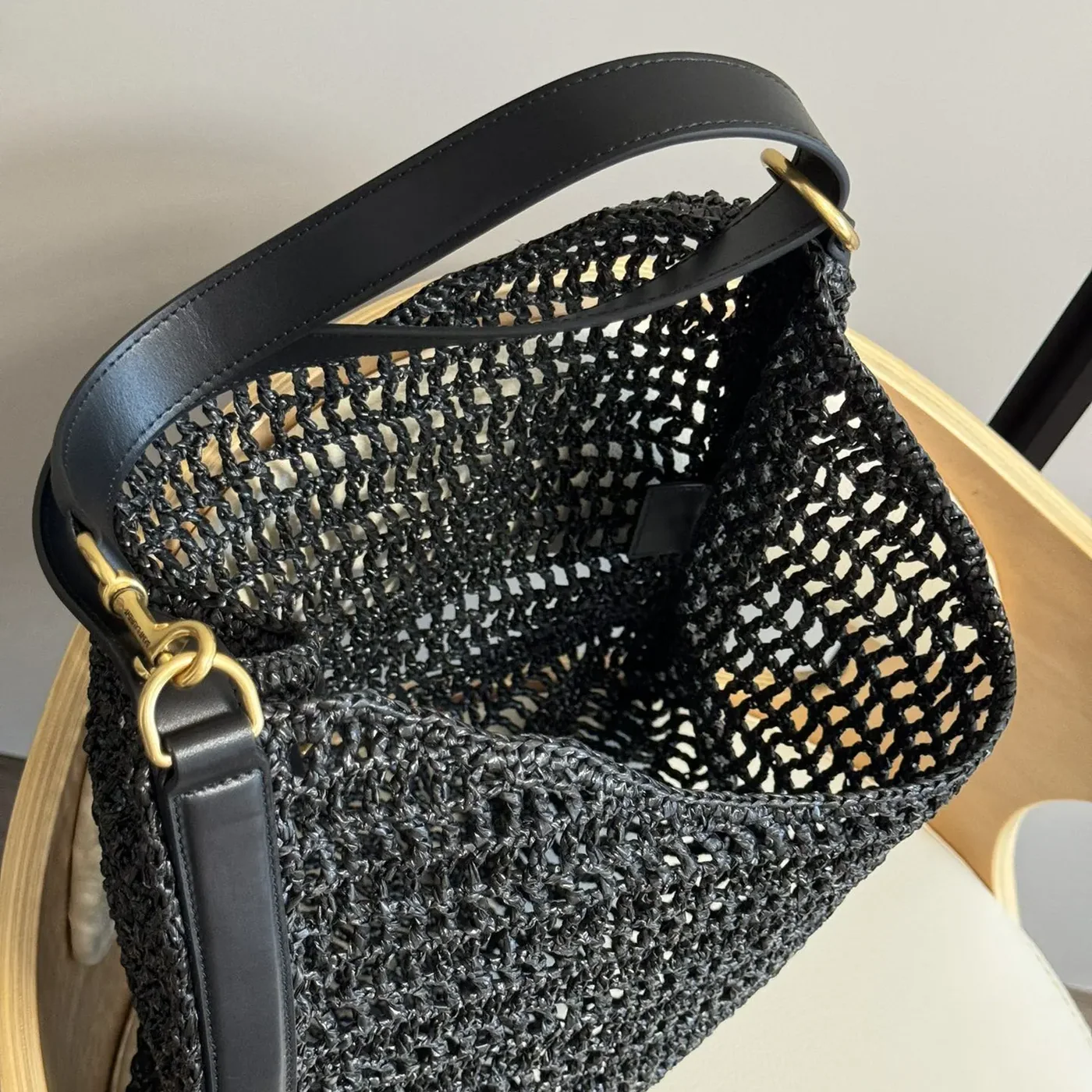 Saint Laurent YSL Oxalis Bag in Raffia Macramé for Women