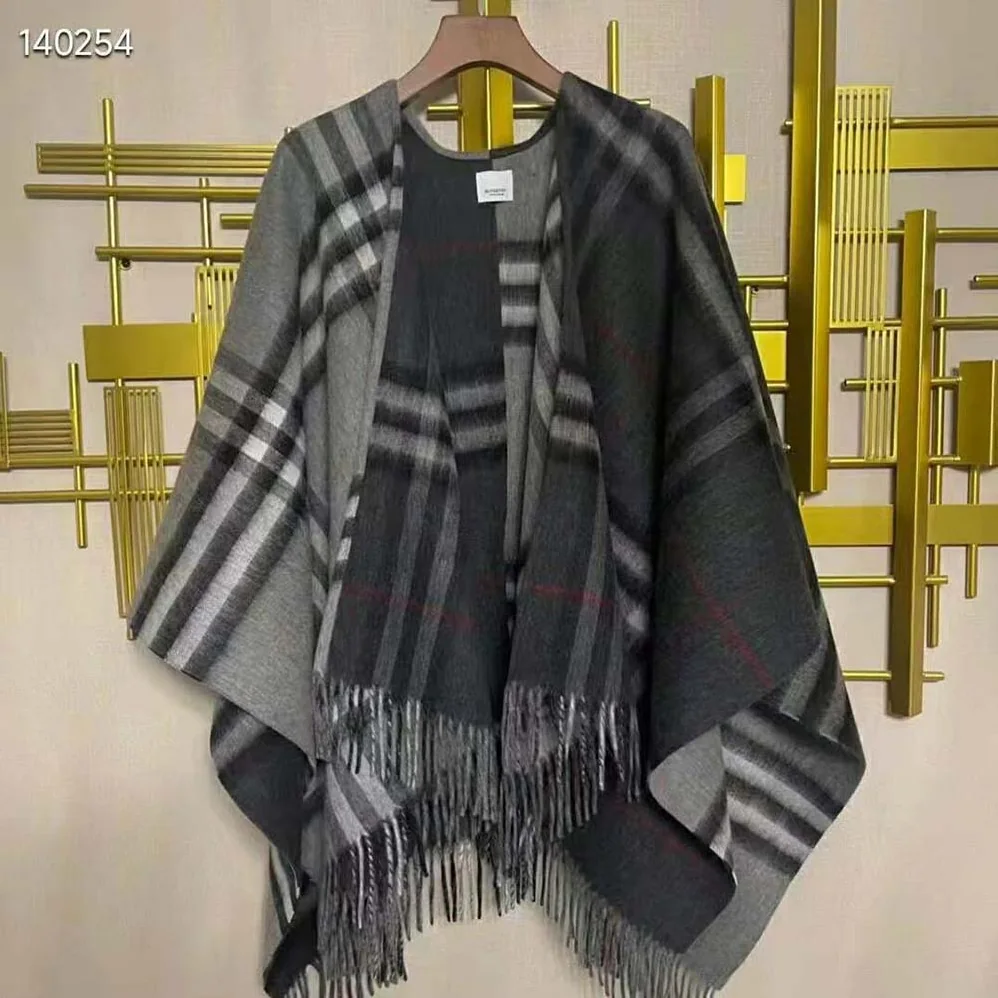 Burberry Contrast Check Wool Cashmere Jacquard Cape for Women
