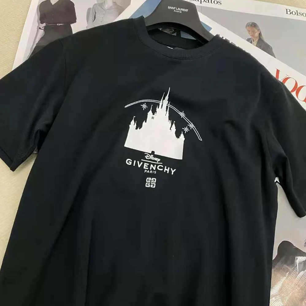 Givenchy Disney Castle Slim Fit T-shirt in Jersey with Print for Men in Black
