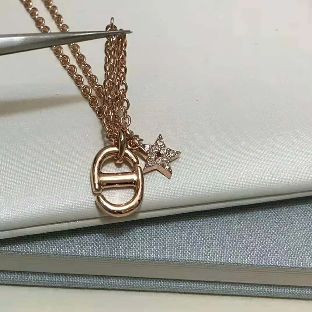 Dior CD Navy Necklace Rose Gold for Women in Finish Metal