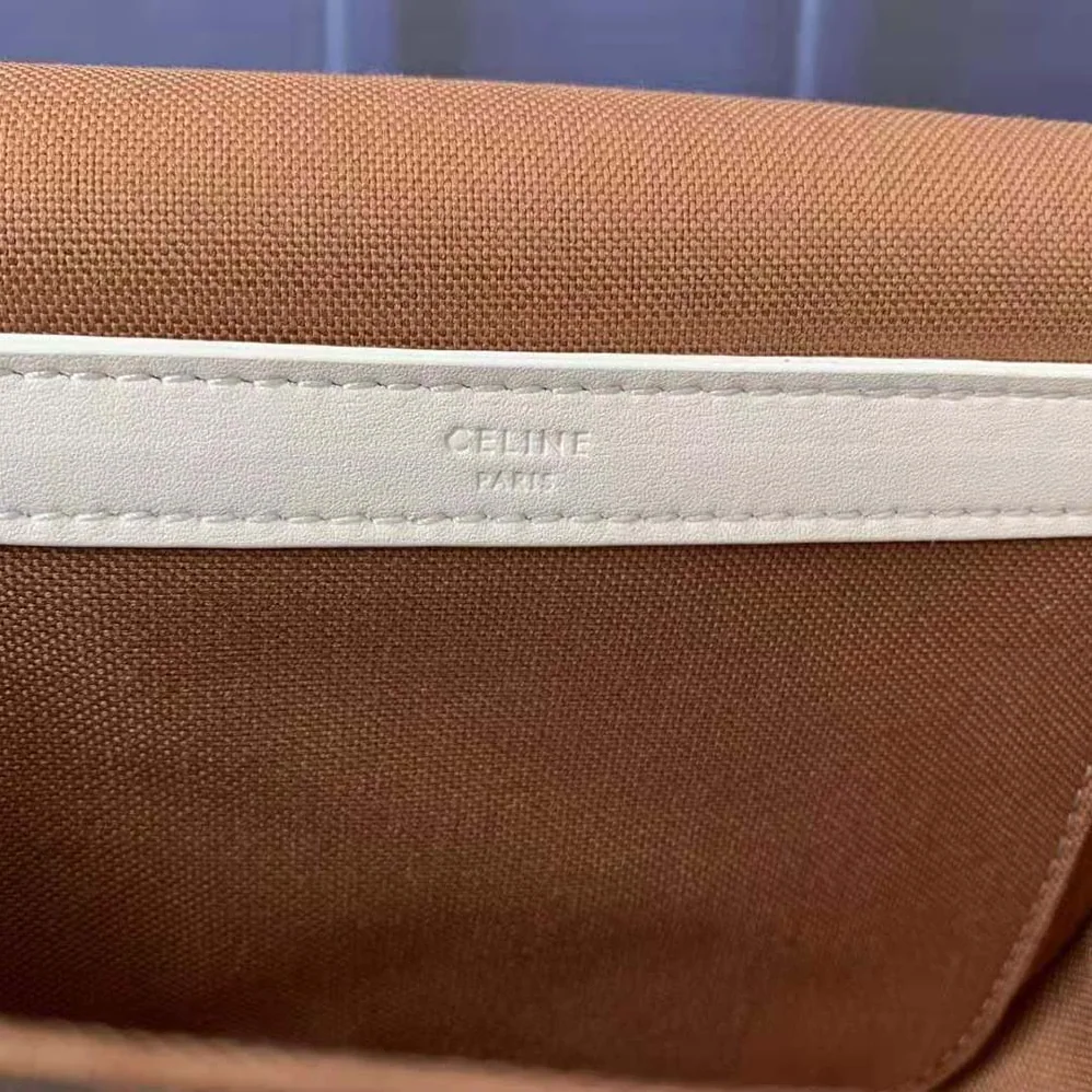 Celine Medium Folco Bag in Triomphe Canvas for Women in White