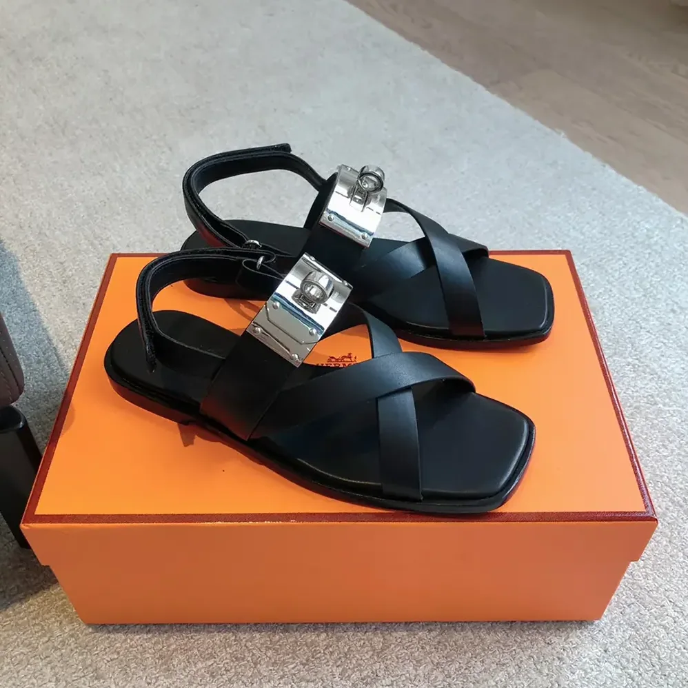 Hermes Ines Sandal-Black H241155Z for Women