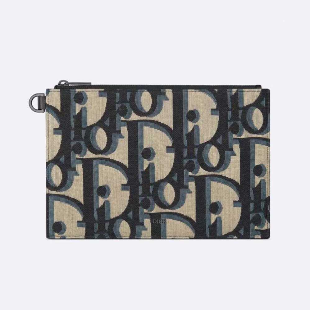 Dior A5 Pouch Beige and Black Maxi Dior Oblique Jacquard for Men