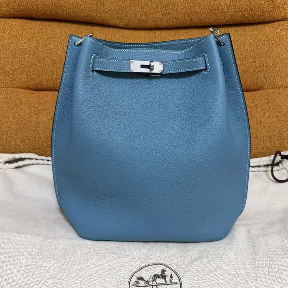 Hermes Togo So Kelly 22 Palladium Hardware for Unisex in Blue