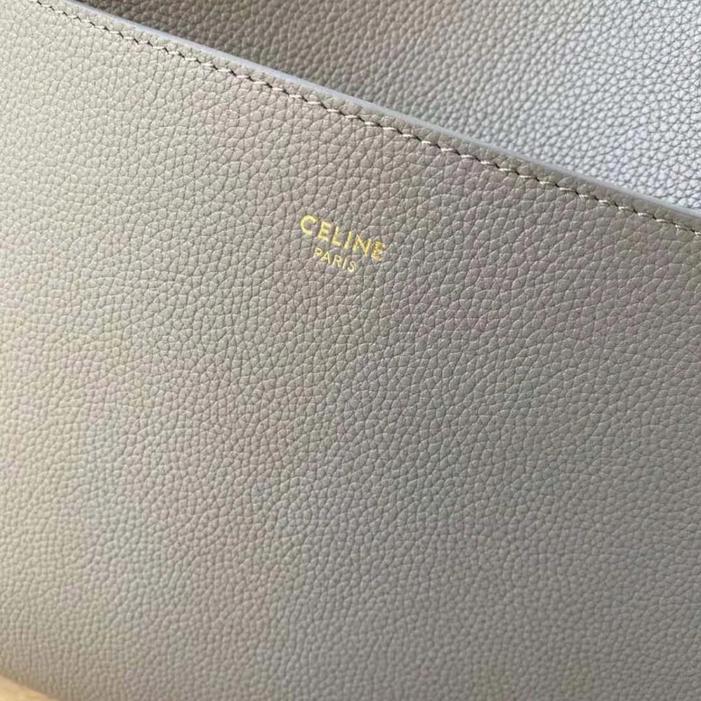 Celine Sangle Bucket Bag in Soft Grained Calfskin for Women in Silver