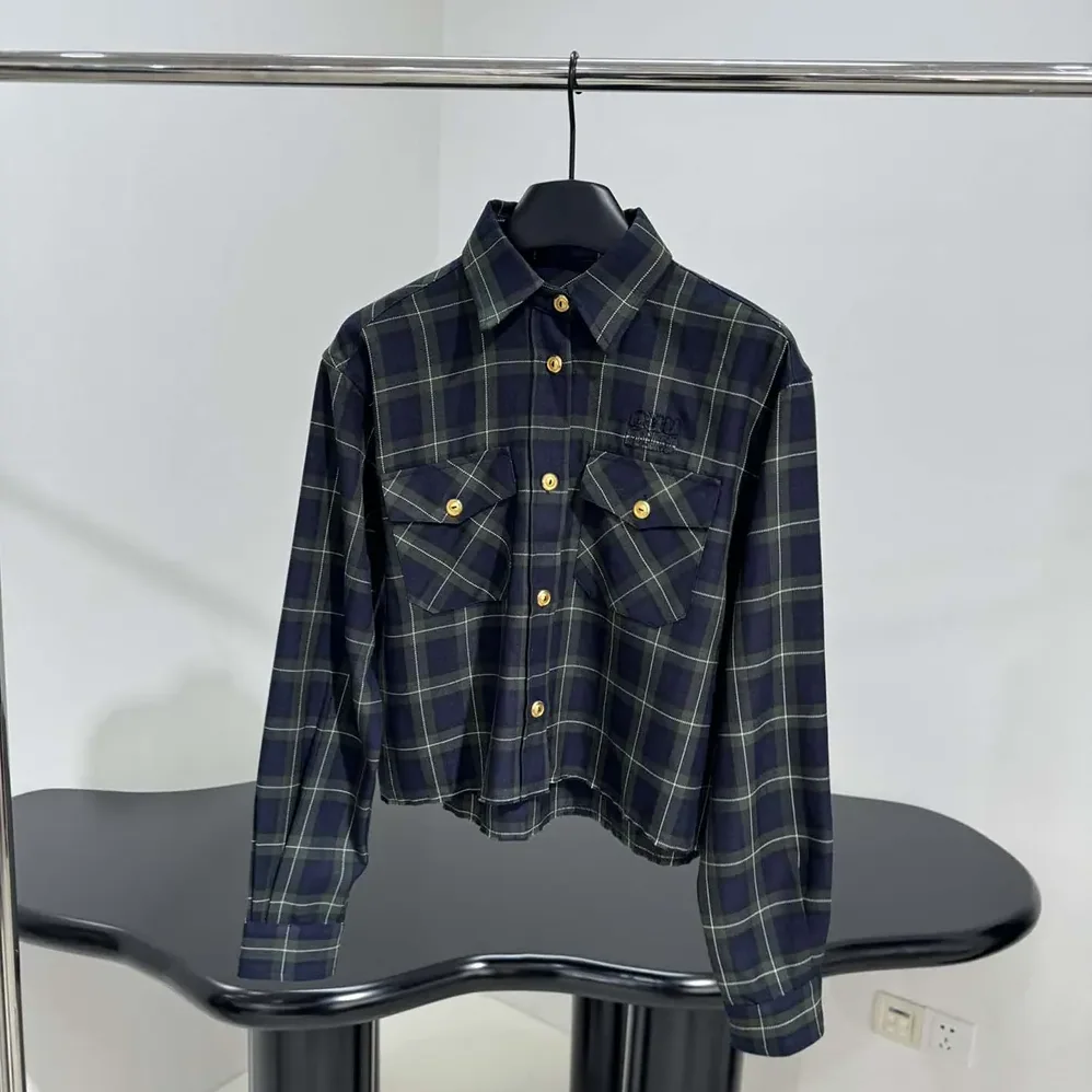 Miu Miu Plaid Shirt with Embroidered logo for Women Miu Miu Plaid Shirt with Embroidered logo for Women