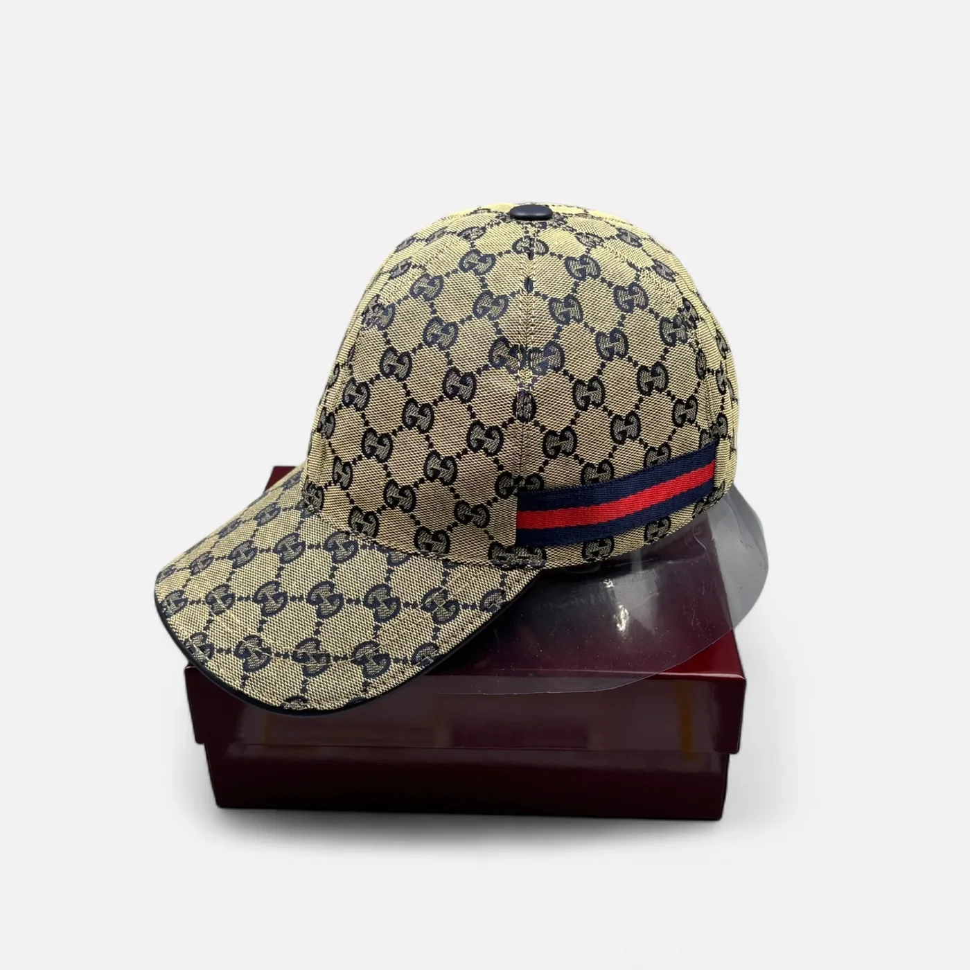 Gucci Original GG Canvas Baseball Hat With Web Beige in Blue GG Gucci Original GG Canvas Baseball Hat With Web Beige in Blue GG