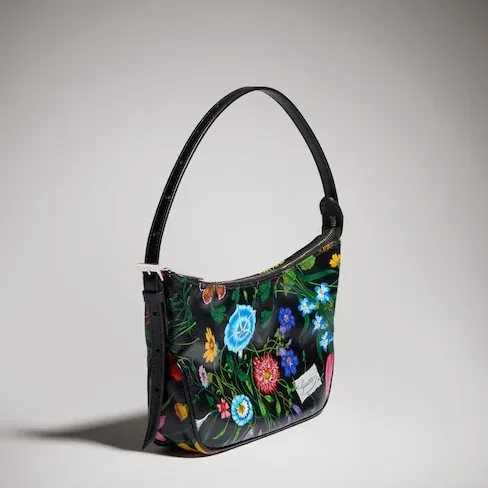 Gucci Lady Lunetta Small Shoulder Bag / Black/ Multicolor Gucci Flora Coated Canvas Palladium Hardware