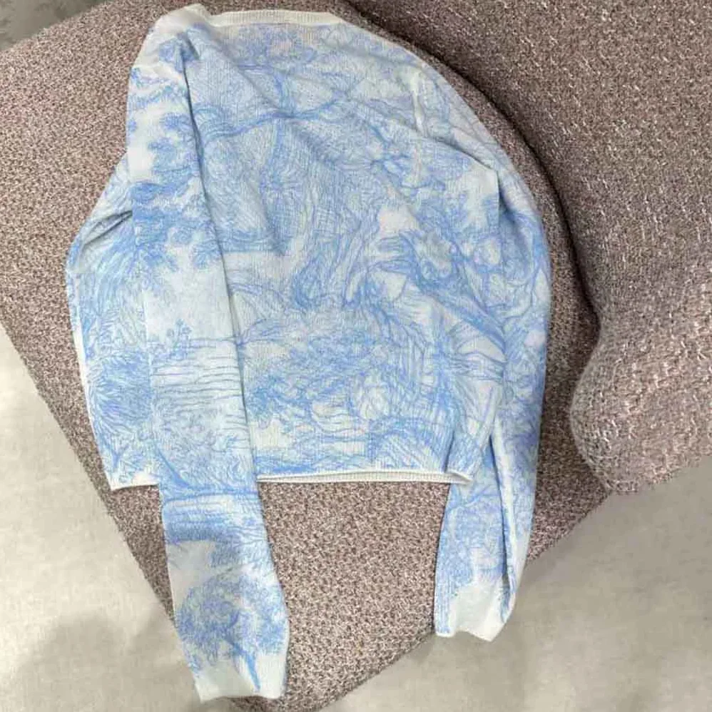 Dior Chez Moi Embroidered Sweater Cornflower Blue Technical Cashmere Knit for Women Dior Chez Moi Embroidered Sweater Cornflower Blue Technical Cashmere Knit for Women