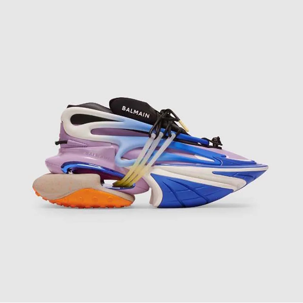Balmain Unicorn Low-Top Trainers in Neoprene and Calfskin for Unisex in Blue Balmain Unicorn Low-Top Trainers in Neoprene and Calfskin for Unisex in Blue