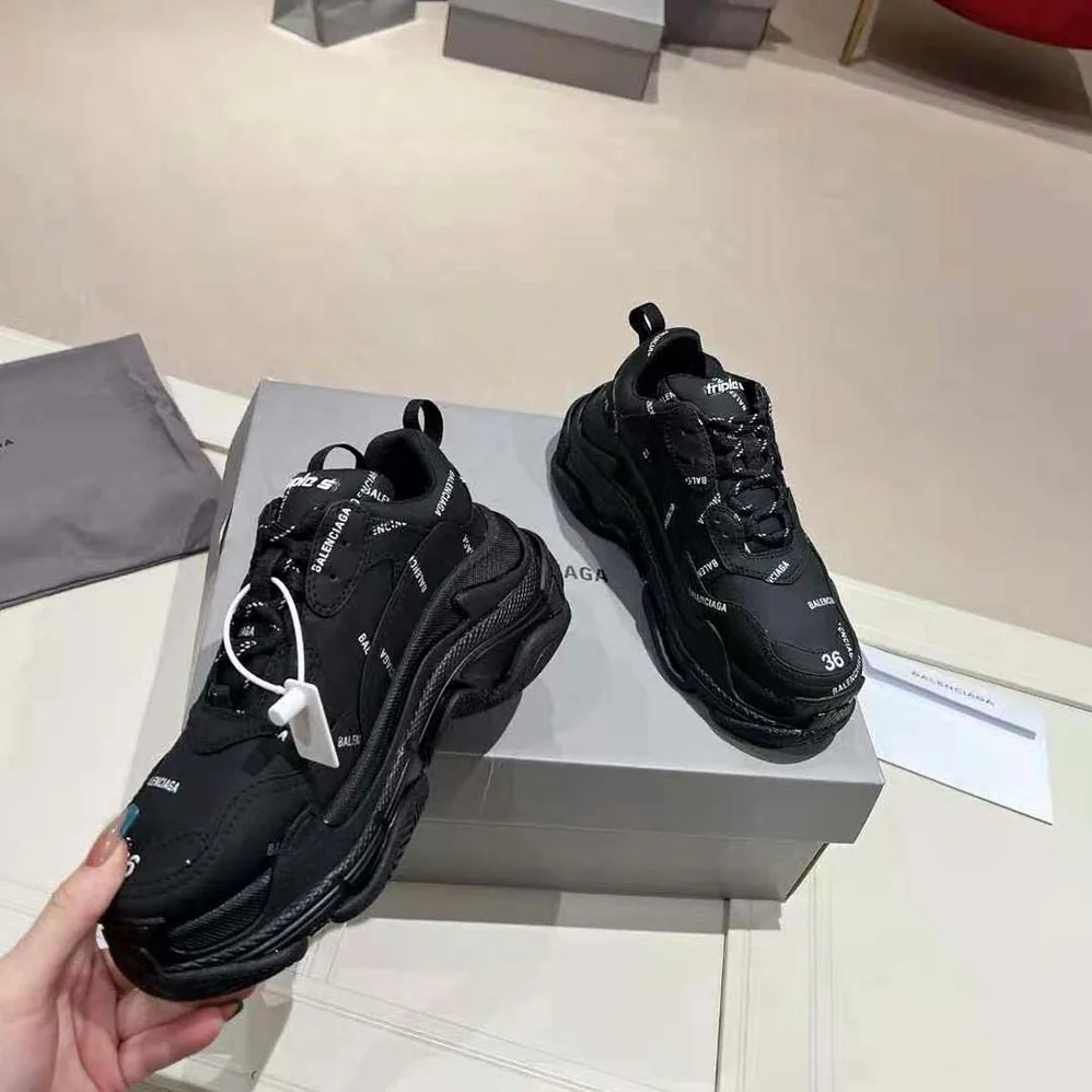 Balenciaga Triple S Sneaker Allover Logo in Dark Green and BlackTechnical Material for Unisex